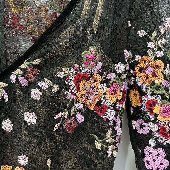 Mac Duggal Floral Sequin and Lace Long sleeve dress size 0 67899 - Picture 5 of 8